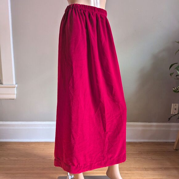 Vintage Dresses & Skirts - Vintage Handmade Red Velvet Midi Skirt Holidays Whimsigoth Academia Size XL